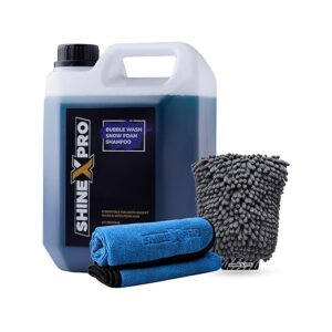 ShineXPro Car Wash Shampoo with 400GSM Microfiber Cloth & Wash Mitt - Thick Foaming Action Car Washing Liquid (300 ml)
